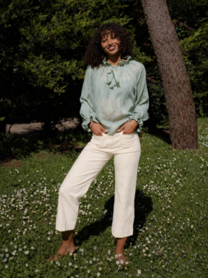 Blouse en voile de coton – Légèreté & élégance (Vert d'eau)