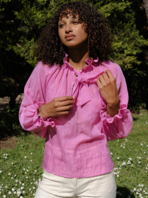Blouse en voile de coton – Légèreté & élégance (Rose framboise)