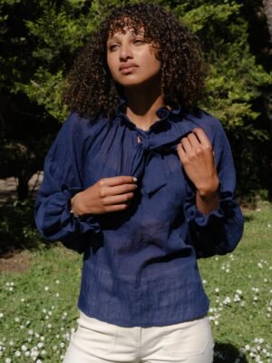 Blouse en voile de coton – Légèreté & élégance (Marine)