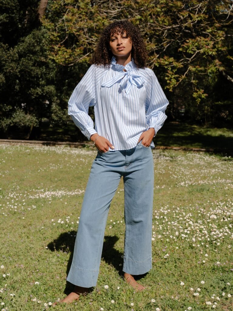 Jean coupe large – Confort & modernité (Bleu clair)