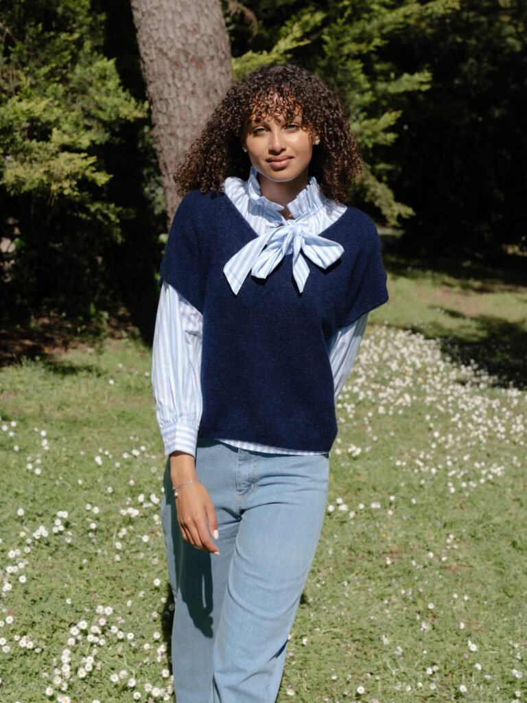 Pull sans manches – Confort & style décontracté (Marine)