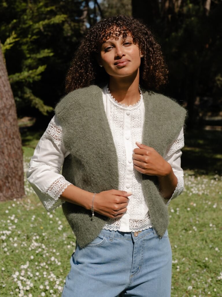 Gilet sans manches – Douceur & élégance (Kaki)