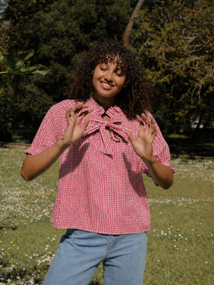 Blouse vichy  – Élégance moderne (Rouge)